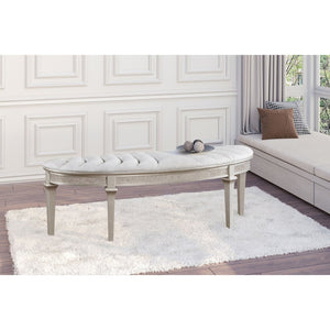 English Elm Colwood Channel Tufted Ivory Curved Bench with Tapered Legs for Bedroom Entryway B062P441145