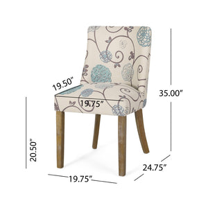English Elm Fabric Dining Chairs with Nailhead Trim Plush Seat Rubberwood Legs Set of 2 72610.00WHTBLU