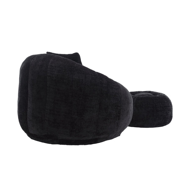 English Elm UNITED Cloud-Luxe Chenille Memory Foam Bean Bag Chair with Ottoman and Pillow for Ultimate Comfort Black W1568P361690