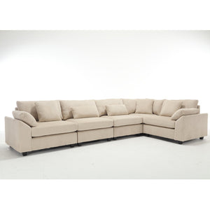 English Elm {New} Oversized Modular Sectional Sofa - Cozy Beige Corduroy, Convertible Design For Stylish Living Spaces W2325S00014-GIGA