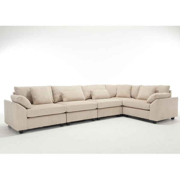 English Elm {New} Oversized Modular Sectional Sofa - Cozy Beige Corduroy, Convertible Design For Stylish Living Spaces W2325S00014-GIGA