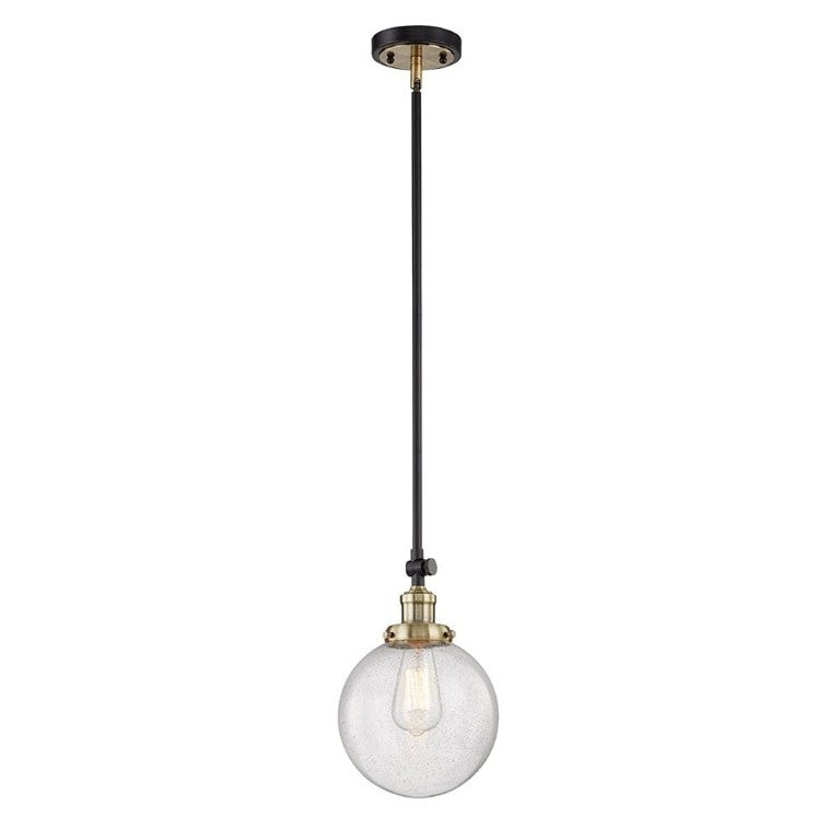 HomeRoots Dimmable Metal Pendant Chandelier with Glass Shades for Kitchen Island and Modern Dining Spaces Black / Clear 7.99" W x 12.4" H x 7.99" D 484621