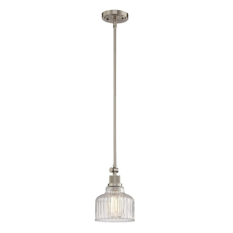 HomeRoots Nickel Dimmable Chandelier with Clear Glass Shades for Modern Kitchen Island Lighting 6.69" W x 9.33" H x 6.69" D 484627