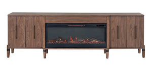 English Elm Tranquility Walnut Entertainment Console with Built-in Electric Fireplace for Large Tvs B108P411439