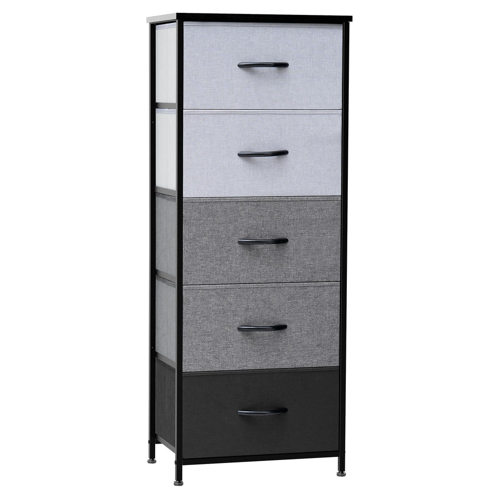 Homeroots 18" Gray And Black Steel And Fabric Five Drawer Chest  Steel And Fabric 484681