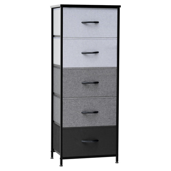 Homeroots 18" Gray And Black Steel And Fabric Five Drawer Chest  Steel And Fabric 484681