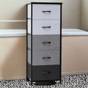 Homeroots 18" Gray And Black Steel And Fabric Five Drawer Chest  Steel And Fabric 484681