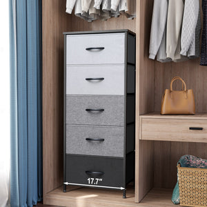 Homeroots 18" Gray And Black Steel And Fabric Five Drawer Chest  Steel And Fabric 484681