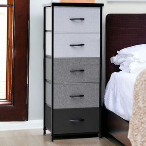 Homeroots 18" Gray And Black Steel And Fabric Five Drawer Chest  Steel And Fabric 484681