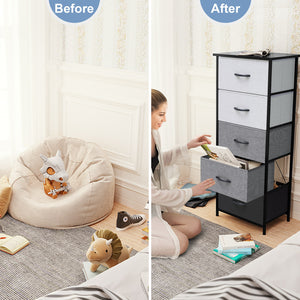 Homeroots 18" Gray And Black Steel And Fabric Five Drawer Chest  Steel And Fabric 484681