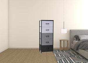 Homeroots 18" Gray And Black Steel And Fabric Five Drawer Chest  Steel And Fabric 484681