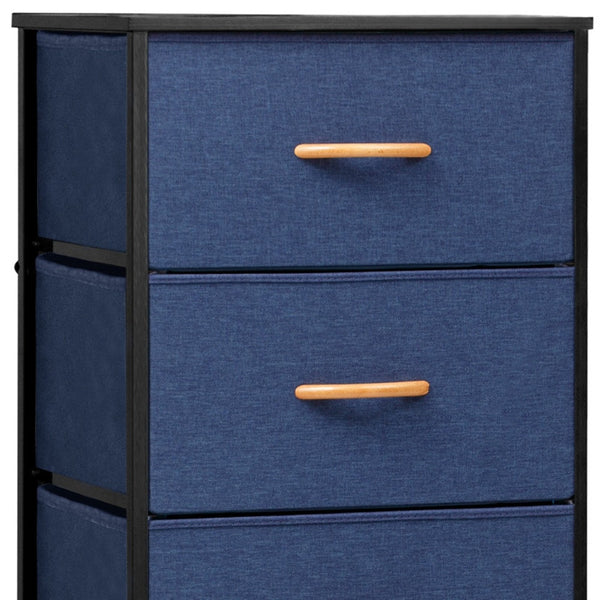 Homeroots 18" Blue And Black Steel And Fabric Five Drawer Chest  Steel And Fabric 484682