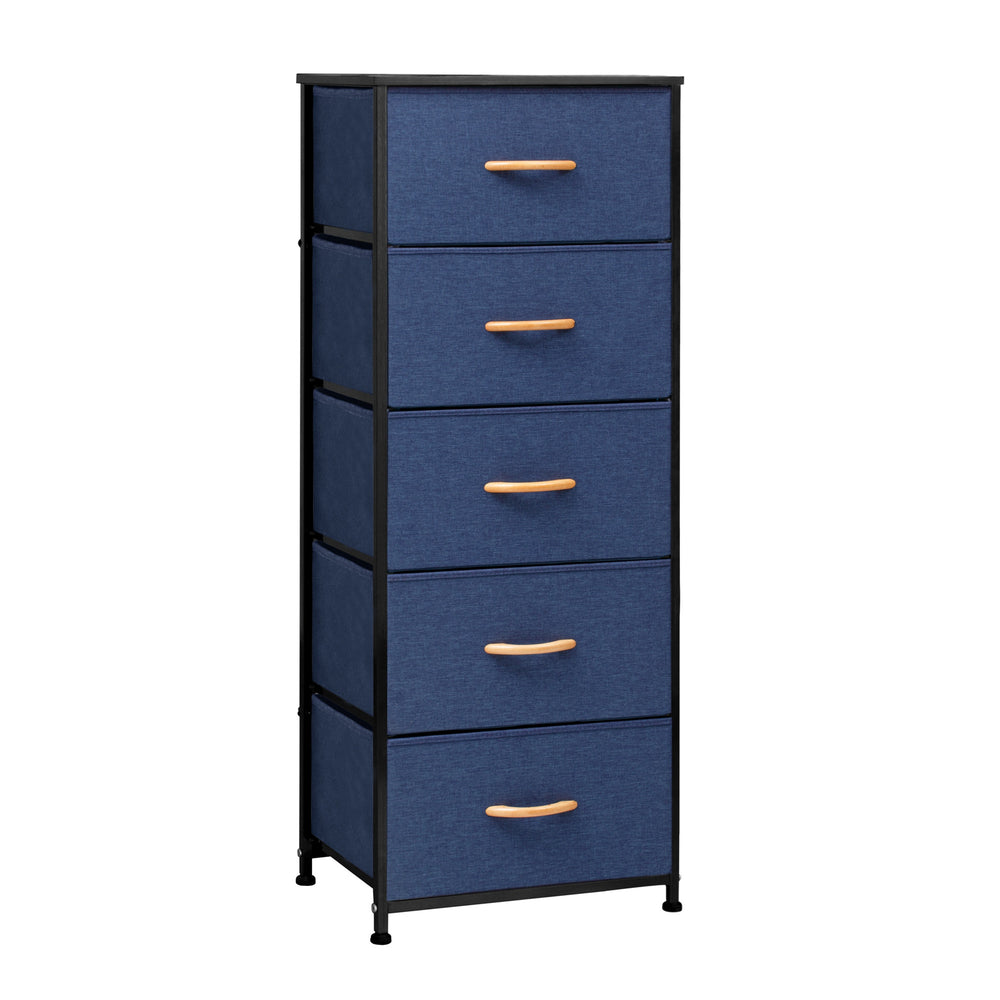 Homeroots 18" Blue And Black Steel And Fabric Five Drawer Chest  Steel And Fabric 484682