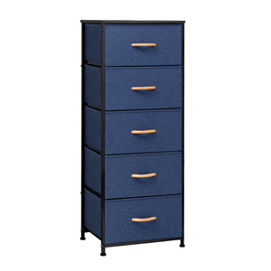 Homeroots 18" Blue And Black Steel And Fabric Five Drawer Chest  Steel And Fabric 484682