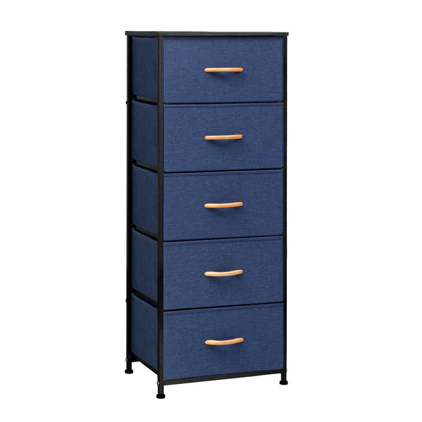 Homeroots 18" Blue And Black Steel And Fabric Five Drawer Chest  Steel And Fabric 484682
