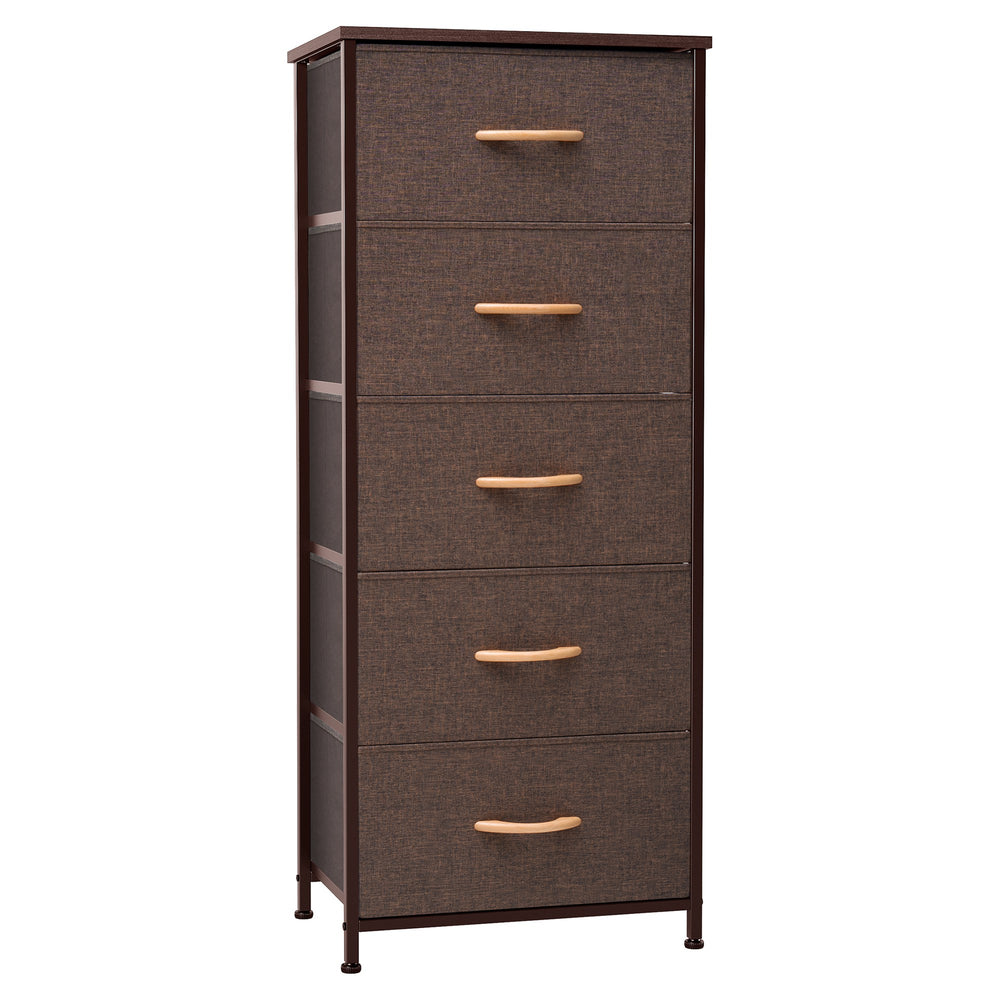 Homeroots 18" Brown Steel And Fabric Five Drawer Chest  Steel And Fabric 484683