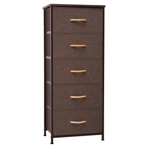 Homeroots 18" Brown Steel And Fabric Five Drawer Chest  Steel And Fabric 484683