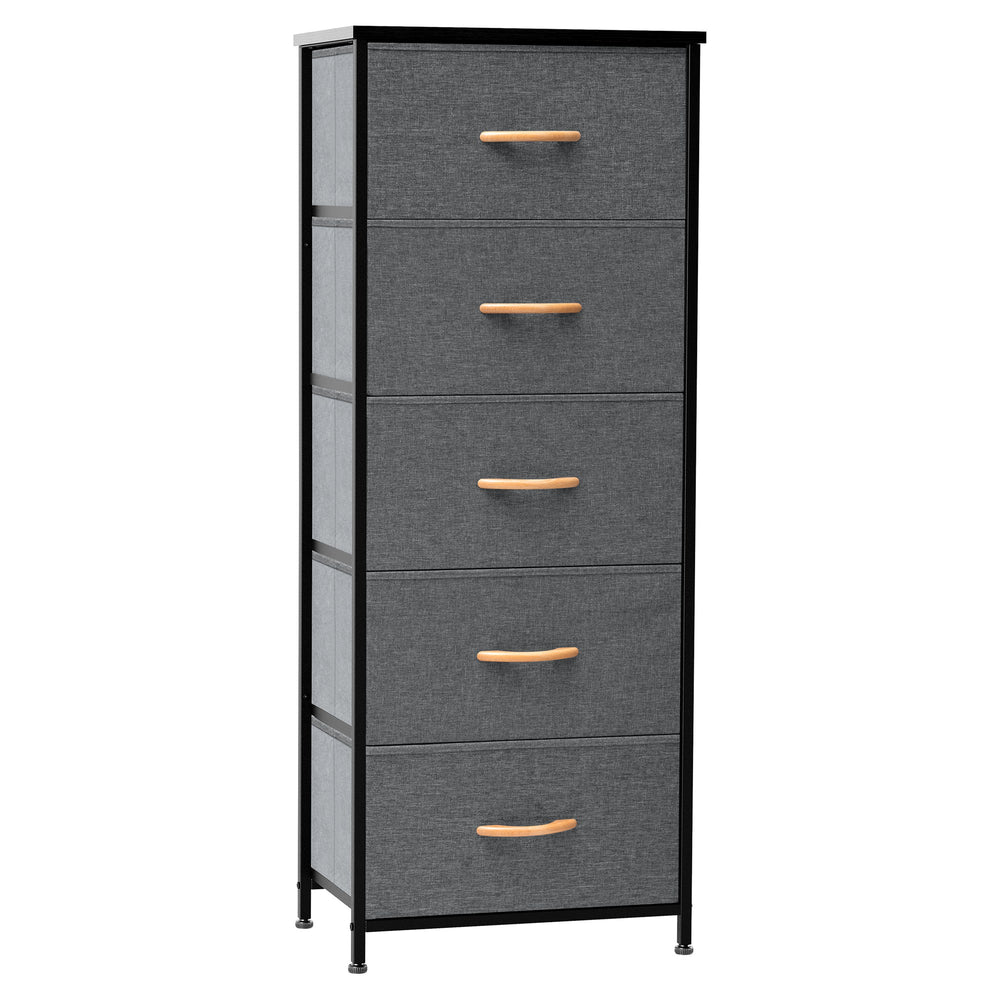 Homeroots 18" Gray And Black Steel And Fabric Five Drawer Chest  Steel And Fabric 484684