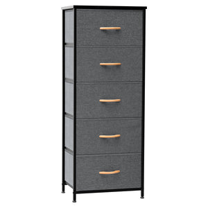 Homeroots 18" Gray And Black Steel And Fabric Five Drawer Chest  Steel And Fabric 484684