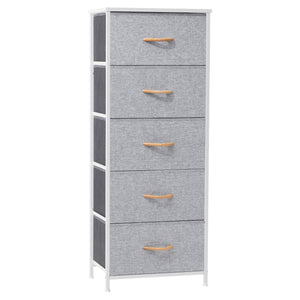 Homeroots 18" Gray And White Steel And Fabric Five Drawer Chest  Steel And Fabric 484685