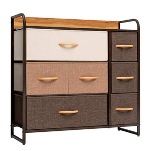 Homeroots 32" Brown Steel And Fabric Seven Drawer Dresser  Steel And Fabric 484686