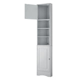 English Elm Multi-Functional Corner Cabinet Tall Bathroom Storage Cabinet With Two Doors and Adjustable Shelves, Open Shelf, Grey