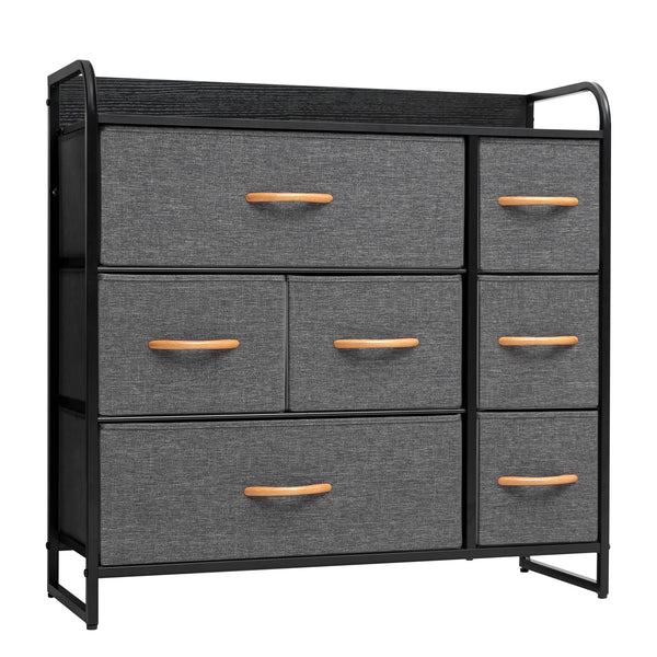 Homeroots 32" Gray And Black Steel And Fabric Seven Drawer Dresser  Steel And Fabric 484688