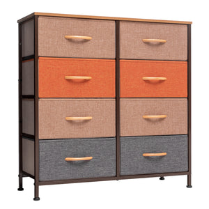 Homeroots 32" Brown Steel And Fabric Eight Drawer Chest  Steel And Fabric 484689