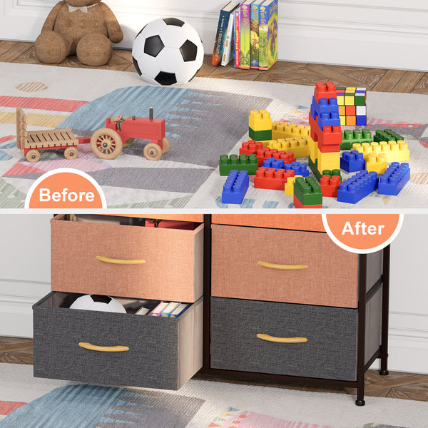 Homeroots 32" Brown Steel And Fabric Eight Drawer Chest  Steel And Fabric 484689