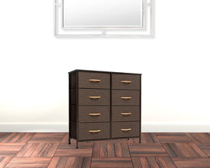 Homeroots 32" Brown Steel And Fabric Eight Drawer Chest  Steel And Fabric 484690