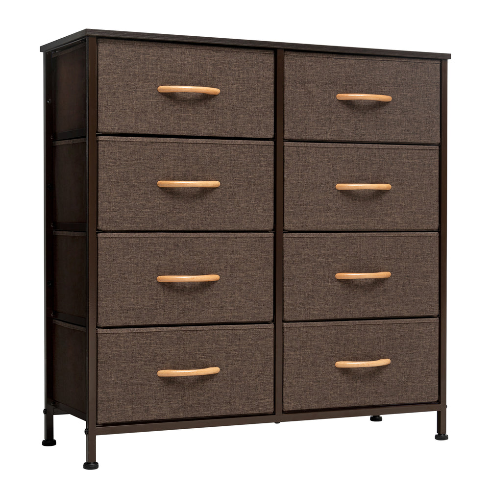 Homeroots 32" Brown Steel And Fabric Eight Drawer Chest  Steel And Fabric 484690