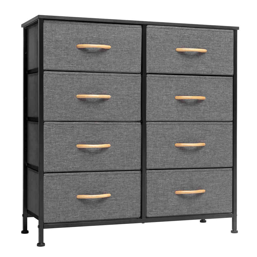 Homeroots 32" Gray And Black Steel And Fabric Eight Drawer Chest  Steel And Fabric 484691