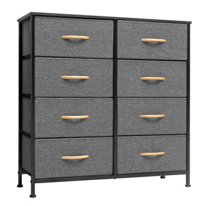 Homeroots 32" Gray And Black Steel And Fabric Eight Drawer Chest  Steel And Fabric 484691