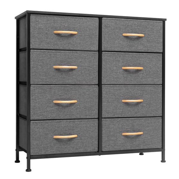Homeroots 32" Gray And Black Steel And Fabric Eight Drawer Chest  Steel And Fabric 484691