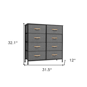 Homeroots 32" Gray And Black Steel And Fabric Eight Drawer Chest  Steel And Fabric 484691