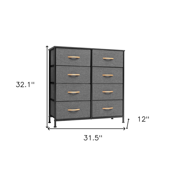 Homeroots 32" Gray And Black Steel And Fabric Eight Drawer Chest  Steel And Fabric 484691
