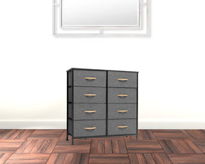 Homeroots 32" Gray And Black Steel And Fabric Eight Drawer Chest  Steel And Fabric 484691