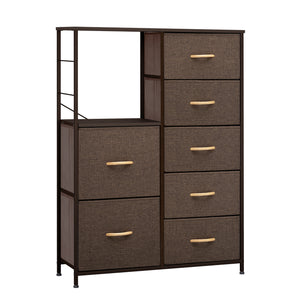 Homeroots 34" Brown Steel And Fabric Seven Drawer Chest  Steel And Fabric 484692