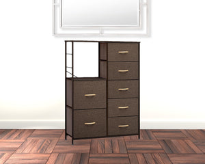 Homeroots 34" Brown Steel And Fabric Seven Drawer Chest  Steel And Fabric 484692