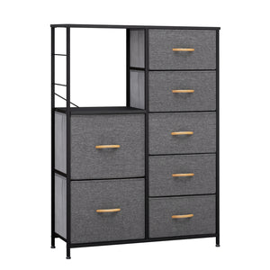 Homeroots 34" Gray And Black Steel And Fabric Seven Drawer Chest  Steel And Fabric 484693