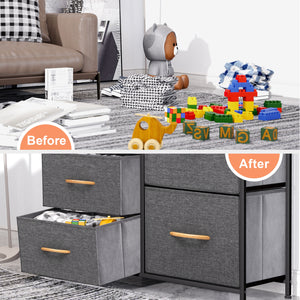 Homeroots 34" Gray And Black Steel And Fabric Seven Drawer Chest  Steel And Fabric 484693