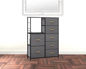 Homeroots 34" Gray And Black Steel And Fabric Seven Drawer Chest  Steel And Fabric 484693