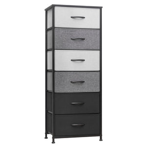 Homeroots 18" Gray And Black Steel And Fabric Six Drawer Chest  Steel And Fabric 484694