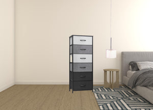 Homeroots 18" Gray And Black Steel And Fabric Six Drawer Chest  Steel And Fabric 484694