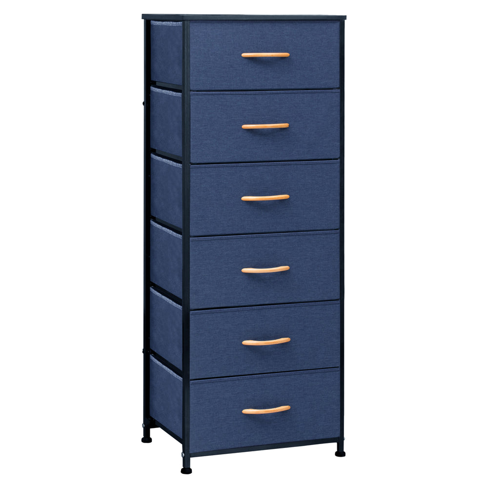 Homeroots 18" Blue And Black Steel And Fabric Six Drawer Chest  Steel And Fabric 484695