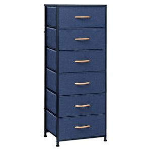 Homeroots 18" Blue And Black Steel And Fabric Six Drawer Chest  Steel And Fabric 484695