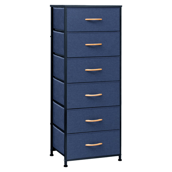 Homeroots 18" Blue And Black Steel And Fabric Six Drawer Chest  Steel And Fabric 484695