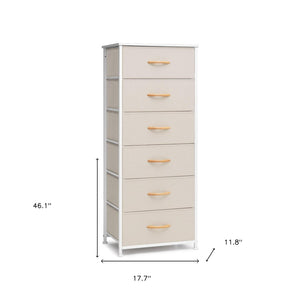HomeRoots 18" Stylish Steel and Fabric Six Drawer Chest for Space-Saving Storage in Small Rooms and Closets Blue, Black 484695