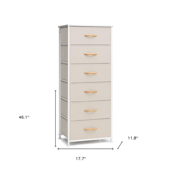 HomeRoots 18" Stylish Steel and Fabric Six Drawer Chest for Space-Saving Storage in Small Rooms and Closets Blue, Black 484695