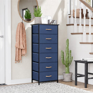 Homeroots 18" Blue And Black Steel And Fabric Six Drawer Chest  Steel And Fabric 484695